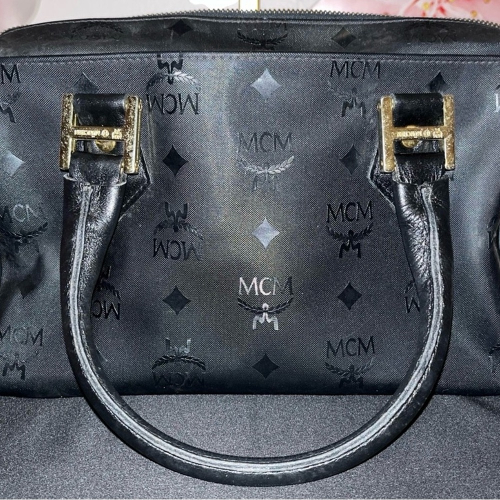 MCM Black Satchel with Structured Design and Monogram - Picture 3 of 15